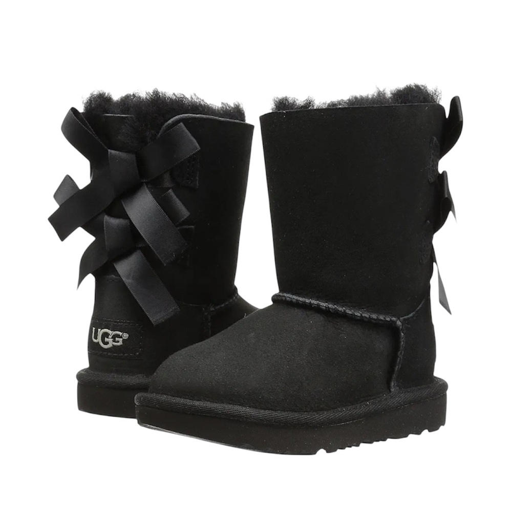 UGG Bailey Bow - Girls Black Boots with Ribbon Accents - Size 3 - Black